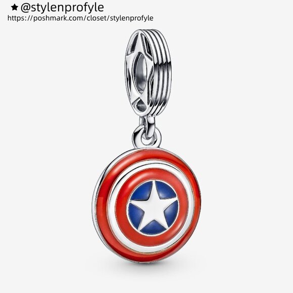 Pandora Marvel The Avengers Captain America Shield Dangle Charm - Picture 1 of 6